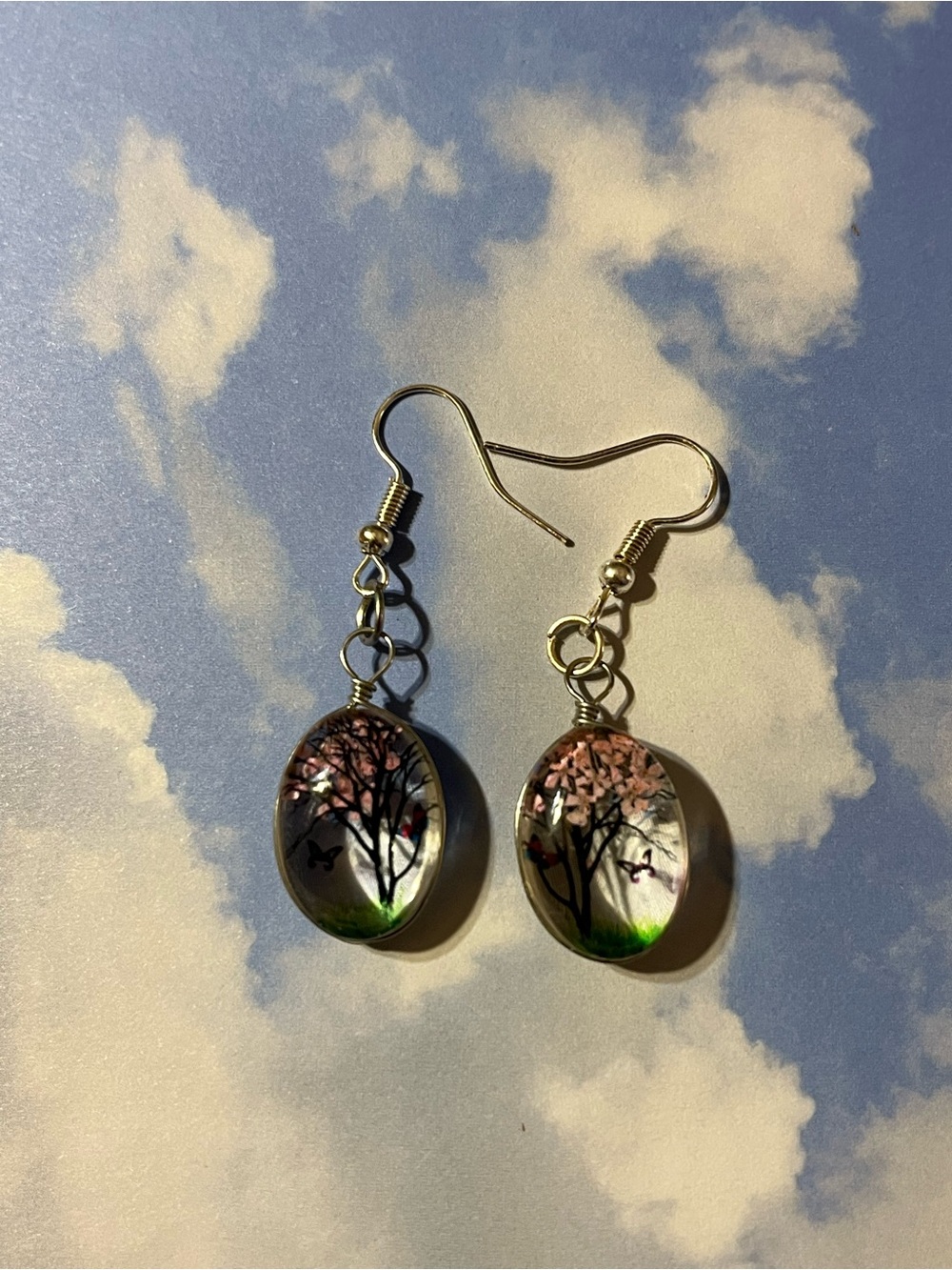 Handcrafted Pink Blossom Tree Drop Earrings - Women Jewelry